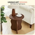 thumbnail image 7 of PHOYAL Round Small End Tables for Living Room with Wave Base, Side Table for Bedroom Small Space, Walnut, 7 of 7