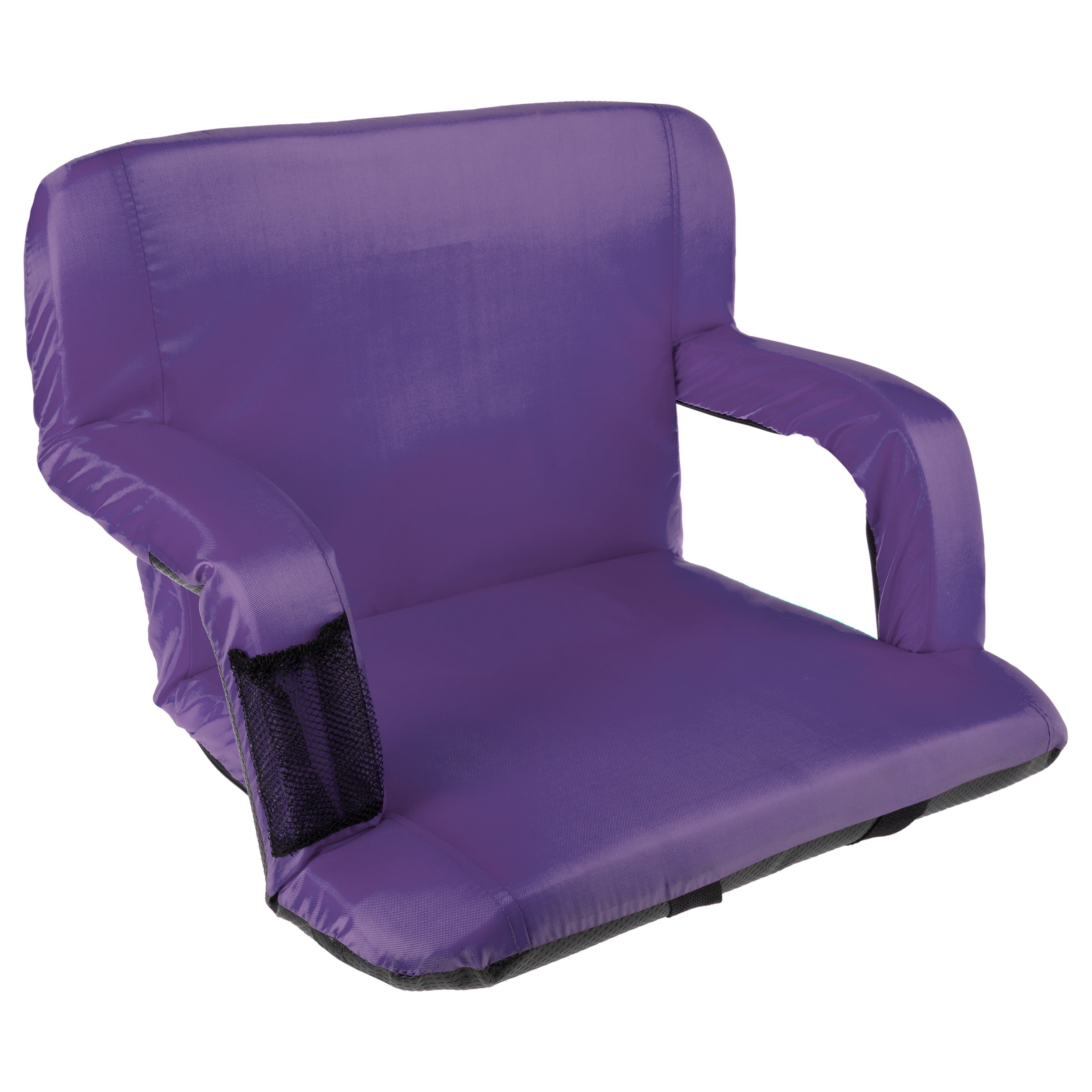 6 Reclining Positions and Portable Carry Straps Purple Armrests Home-Complete Wide Stadium Seat Chair Bleacher Cushion with Padded Back Support 