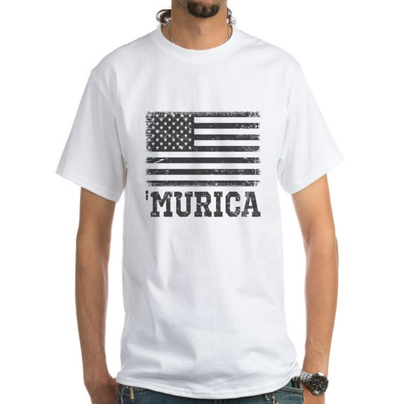 CafePress - Murica White T-Shirt - Men's Classic T-Shirts