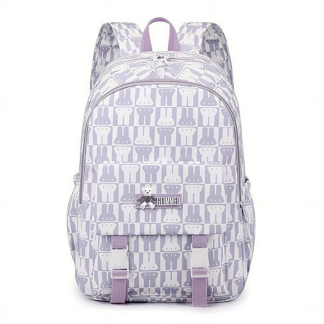 1pc Middle School Student Schoolbag, Women Junior High School High School Student Backpack, New Cute Rabbit Printed Large Capacity Backpack, Cute Sweet Student Girls Backpack