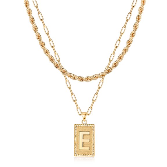 TINGN Gold Layered Necklaces for Women 14K Gold Plated Square Paperclip Link Chain Necklaces