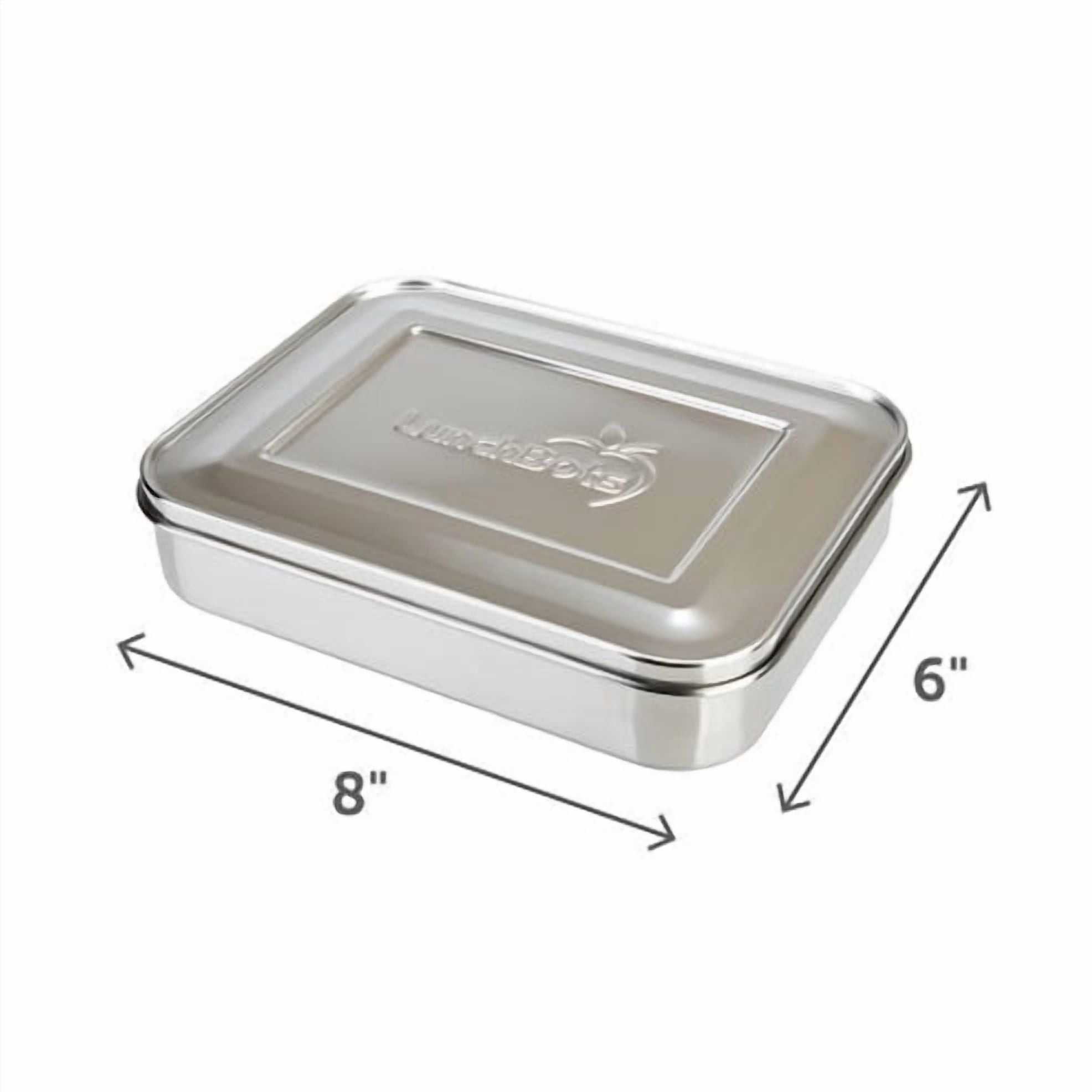 LunchBots Large Trio Stainless Steel Lunch Container -Three Section Design for Sandwich and Two Sides - Metal Bento Lunch Box - Eco-Friendly - Stainless Lid - Stainless Steel