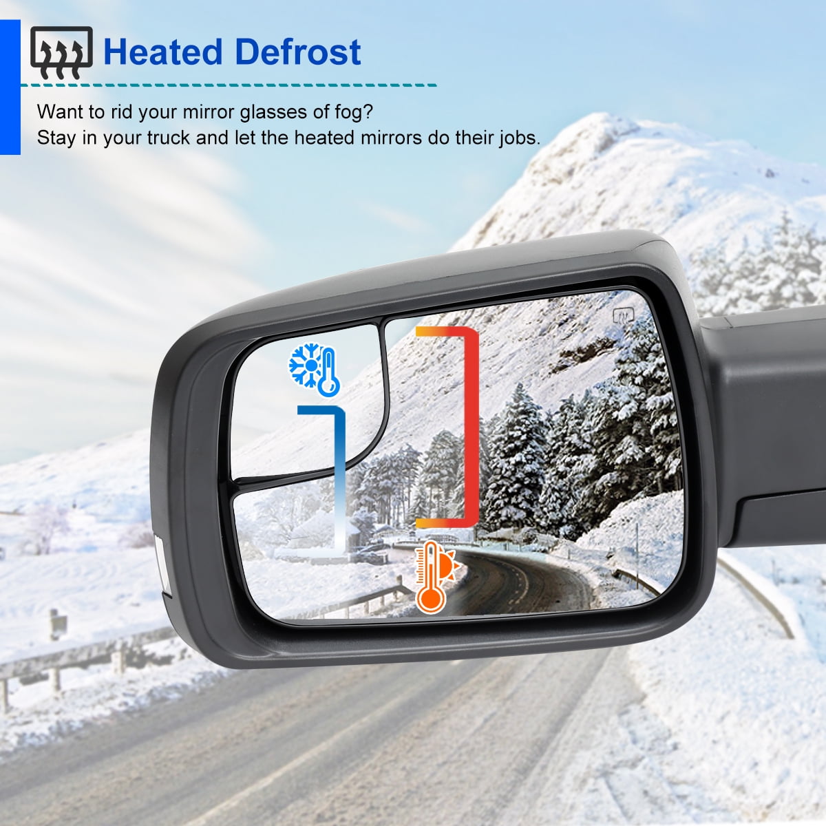 Spec-D Tuning Black Power Fold Heated + LED Signal + Blind Spot Monitor Left Driver Side Mirror Compatible with 2019-2024 Ram 1500, Left + Right Pair