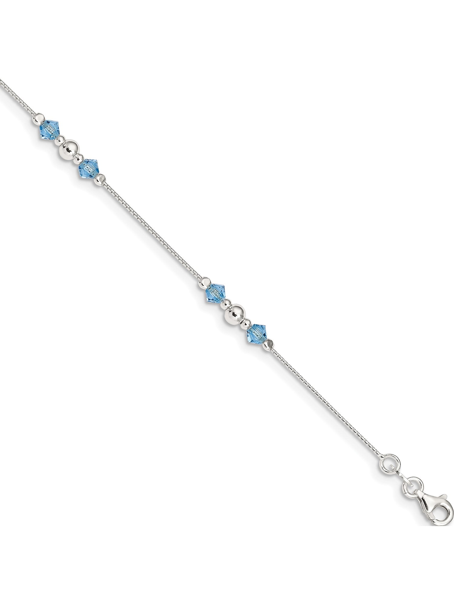 Jewelry Adviser Beads 14k Two-tone D//C Heart /& Beads w//1in Ext Anklet Length 10