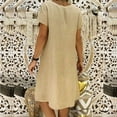 thumbnail image 4 of Sinhoon Womens Casual Mini Dresses Loose V-Neck Summer Short Sleeve Cotton And Linen Shirts Short Dress for Women, 4 of 7