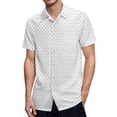 thumbnail image 1 of Camisas Oversize Hombre Camisa de vestir de manga corta para hombre Camisa con estampado de lunares de ajuste regular con bolsillo Camisa con botones informales (Grey, L), 1 of 5