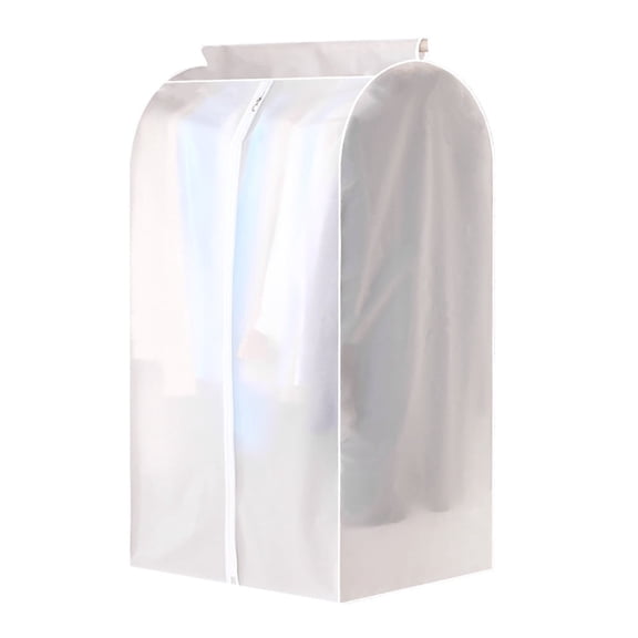 Vensio -3D Hanging Garment Bag for Closet Storage 35x23 Inch, Heavy Duty Breathable PEVA Clothes Cover with Smooth Zipper for Suits Gowns and Winter Coats, Clear White