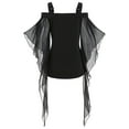 thumbnail image 5 of Lolmot Off The Shoulder Sling Tops for Women, Halloween Gothic Criss Cross Sequined Solid Color Butterfly Sleeve T-Shirt Cosplay Costumes, 5 of 5