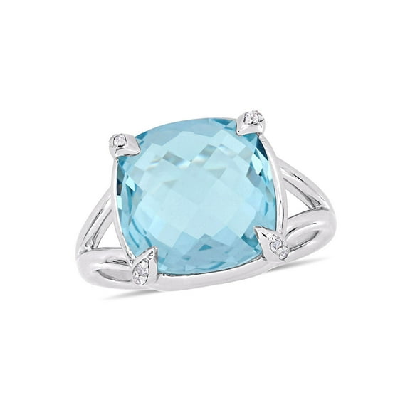 9.04 Carat (Ctw) Sky Blue Topaz and White Topaz Ring in Sterling Silver