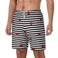 thumbnail image 2 of Balery Ladybugs on Black and White Striped Mens Swim Trunks Swim Shorts for Men Quick Dry Inseam Beach Shorts with Compression Liner Pocket-X-Large, 2 of 9