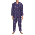 thumbnail image 3 of Sikiie Dance Skull Star Mens Pajama Set, Soft Warm Long Sleeve Sleepwear, Cozy Button-Down Pjs for Men-Large, 3 of 7