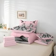 thumbnail image 6 of Feelyou Modern Artwork Teens Twin Bedding Sets 7-Piece, Pink Grey Abstract Bedding Comforter Set, Gradient Aesthetic Stripe Reversible Sheet Sets, Luxury Bedroom Decor, 6 of 8