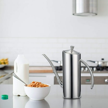 

Olive Oil Dispenser Bottle 24oz Stainless Steel Oil Dispenser Drip Free/Everyday-use Stainless Oil Vinegar Cruet Silver(700ML/0.74Quart)