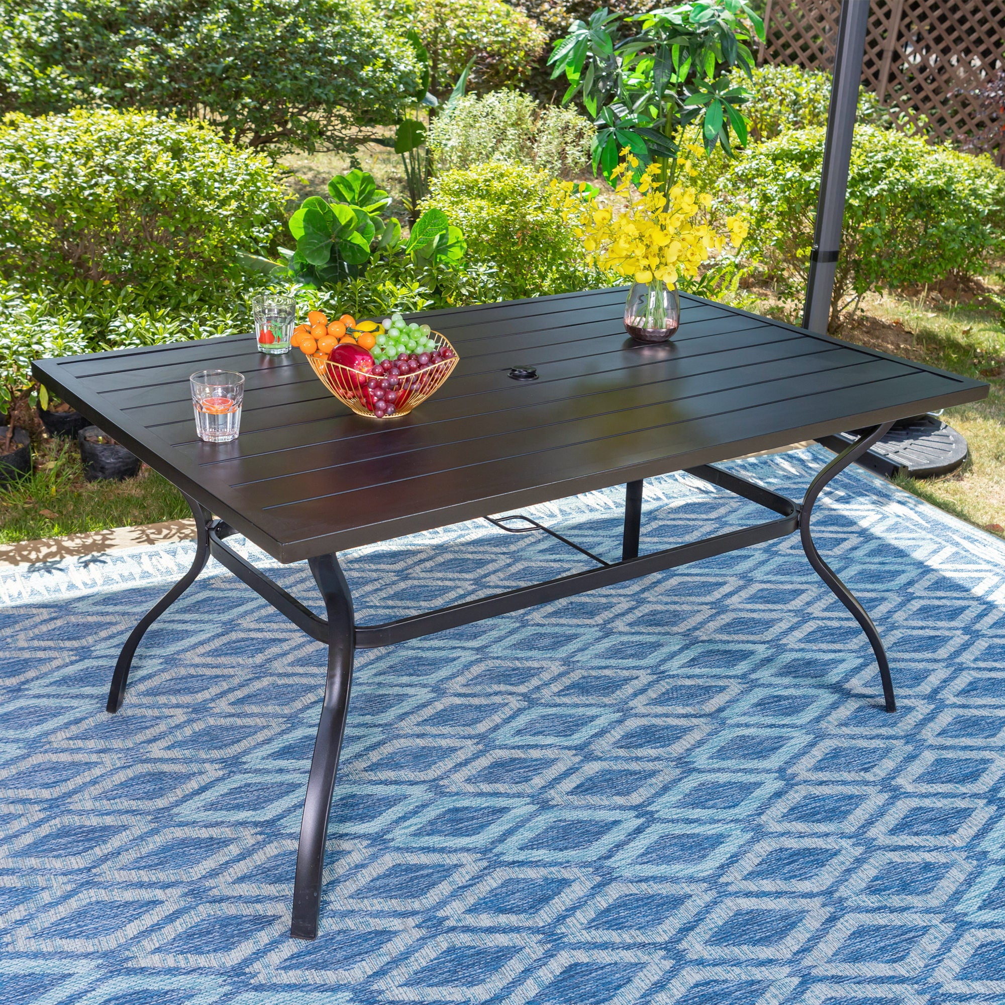 Sophia & William Outdoor End Table Black Small Metal Side Tables Square Patio Coffee Bistro Table 