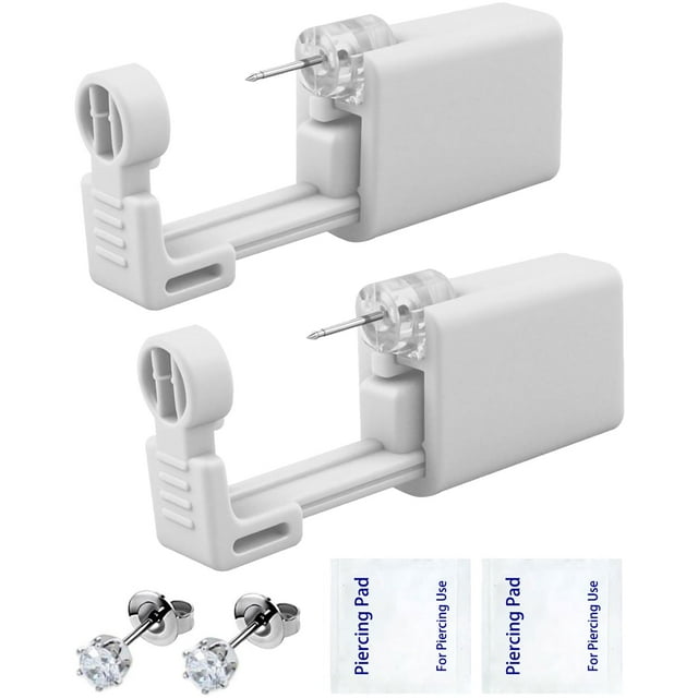 Ear Piercing Kit, SLVIEKAE Ear Piercing Kit Earring No Pain Easy Use Ear Piercing Gun Kit with CZ Earrings Stud