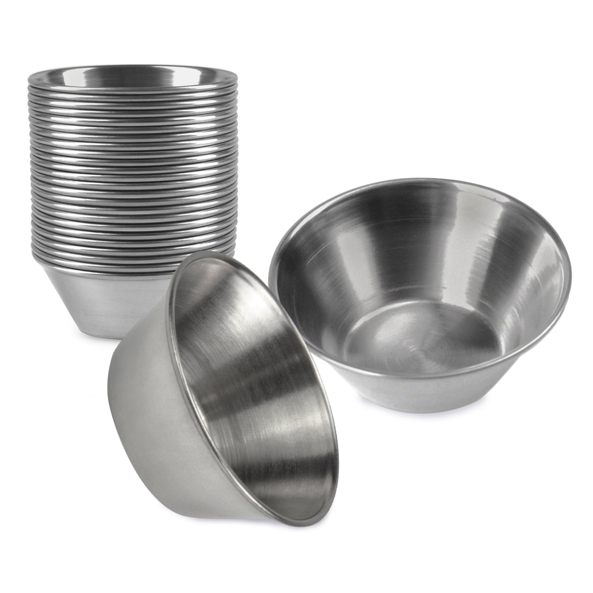 [24 Pack] 1.5 oz Stainless Steel Sauce Cups Individual Round