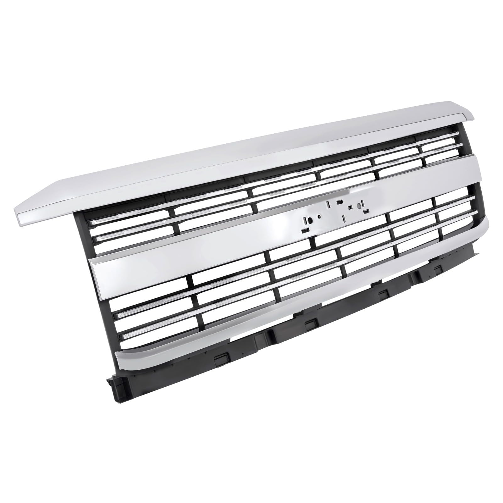 Suitable for Front Upper Grille Grill Compatible with 2015-2019 Chevy Chevrolet Silverado 2500 HD 3500 HD Bumper Upper Hood Grill Replacement for 23335298 Chrome Silvery+Black