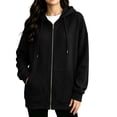 thumbnail image 2 of ClodeEU Women's Long Sleeve Zip Up Drawstring Hoodie Jacket,Casual Loose Sweatshirt Coat with Pocket ,Women's Plus XXL, 2 of 9