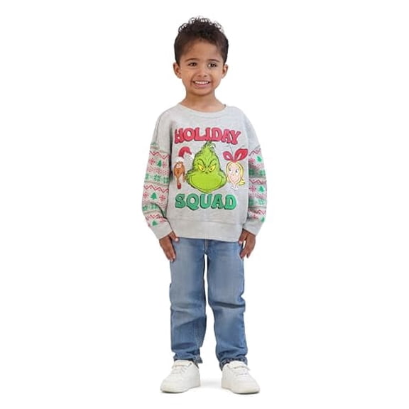 Long Sleeve Grinch Sweatshirt, Holiday Squad, 18M