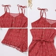 thumbnail image 5 of FYMNSI Mommy and Me Rompers Matching Outfit Sleeveless Belted Casual Jumpsuit Spaghetti Strap Short Overall Set Red (Women XL), 5 of 10