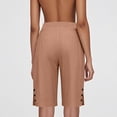 thumbnail image 6 of KDDYLITQ Womens Capri Pants Elastic High Waisted Buttons Comfy Joggers Straight Leg Drawstring Dressy Trousers Summer Athletic Comfy Sweat Pants with Pockets Rose Gold L, 6 of 7