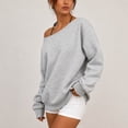 thumbnail image 2 of HappyYEE Women’s off the Shoulder Sweatshirt -Oversized Long Sleeve Versatile Sweatshirt - Fall Fleece Lined Daily Casual Layering Tops XL, 2 of 7
