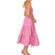 thumbnail image 2 of Vestido largo de mujer Qarigey estético Sin mangas plisado un hombro Rosa S, 2 of 6