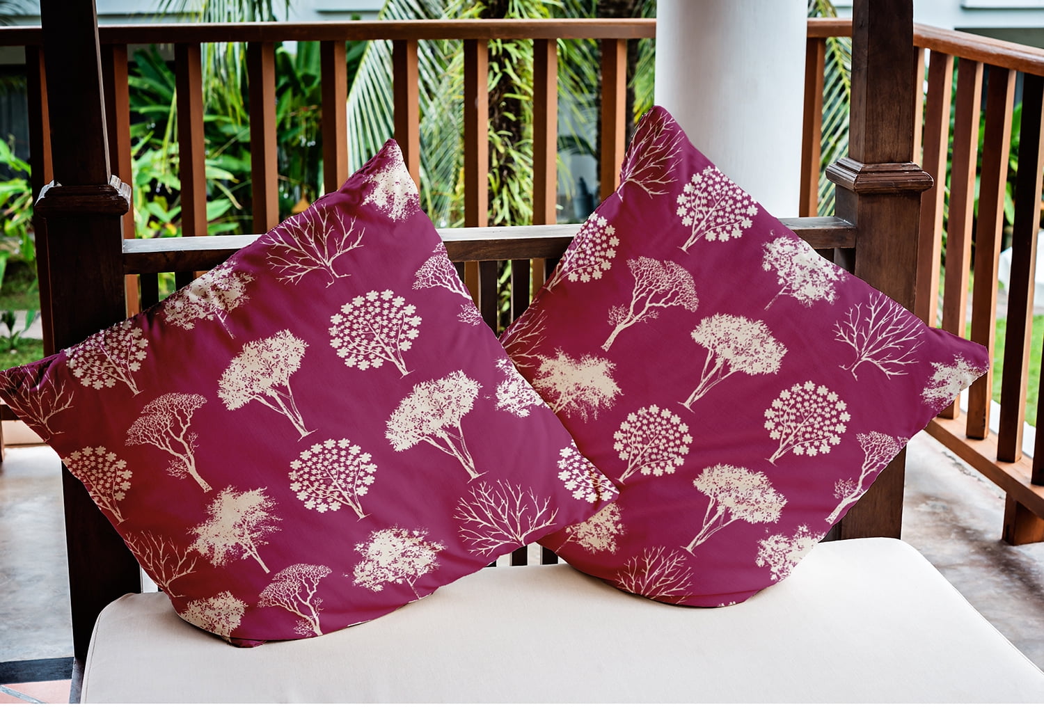 Simply Daisy 20" x 20" Field of Trees Indoor/Outdoor Polyester Throw Pillow, Dusty Rose