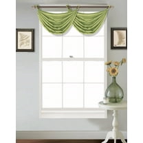 (V24) LIME GREEN 1PC Elegant Faux Silk Swag Waterfall Bronze Grommets Dressing Valance, 55" X 24" Inch