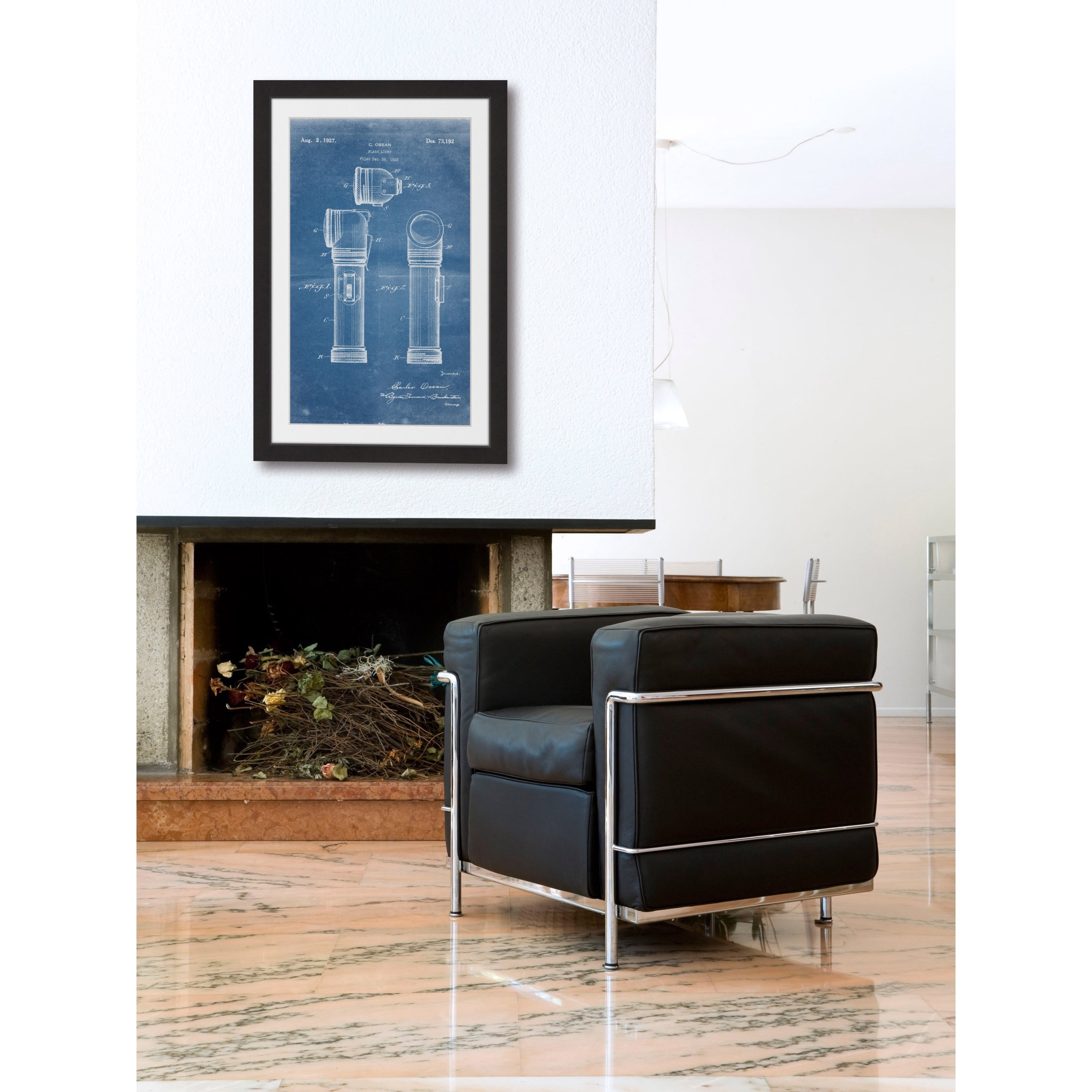"Flashlight 1923 Blueprint" Framed Painting Art Print, 20" x 1.5"