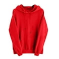 thumbnail image 2 of Fanxing Red Hooded Sweatshirts Womens Knitted Clearance 2025 Women Oversized Sweatshirt Trendy Boyfriend Hoodies Tops for Juniors Hooded Drawstring Pullovers, 2 of 6