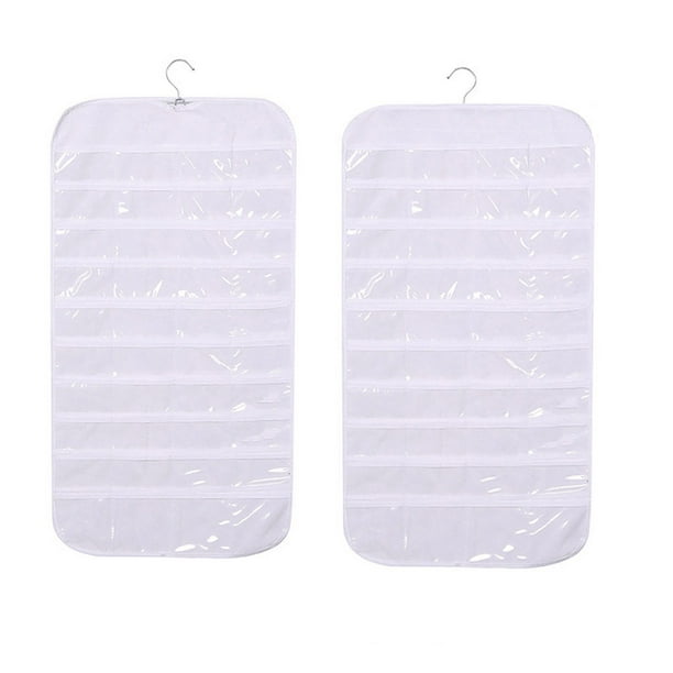 Xihbxyly Organizador de Joyas para Colgar, 80 Compartimentos, Ventana de Pvc Transparente, Diseño Compacto, Ideal para Armario o Puerta, Ideal para Dormitorio y Sala de Estar, Color Beige y Blanco, 8
