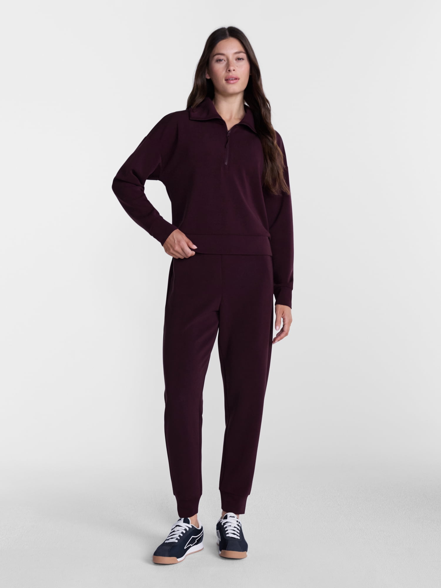Avia Women's and Women's Plus Quarter-Zip ScubaKnit Pullover, Sizes XS-4X