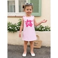 thumbnail image 4 of BemeyourBBs Toddler Baby Girl Big Sister Dress Baby Girls Summer Tank Dress Overalls 6 12 18 24 Months 2 3 4 Years Lil Sis Letter Graphic Pink Striped Sleeveless A-Line Dress, 4 of 9