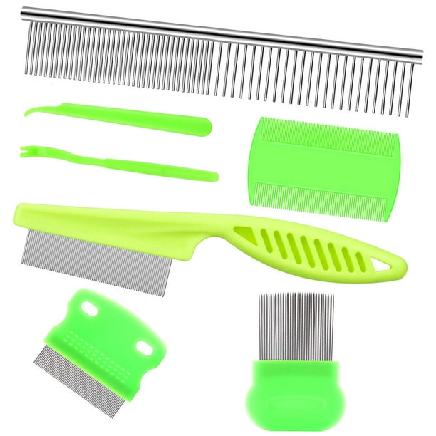 7 Pcs Pet Flea Lice Comb Dog Grooming Comb Stainless Steel Tick Combs