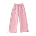 thumbnail image 5 of CYRBOKO Girls Summer Sweatpants, Elastic Waist Lightweight Loose Cotton Straight-leg Pants Pink Size 12-13 T, 5 of 7