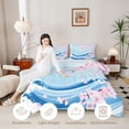 thumbnail image 4 of Manfei Modern Sakura Full Size Comforter Sets for Girls Women, Wave Art Bedding Sets, Blue Pink White, Navy Reversible 3-Piece, 1 Comforter and 2 Pillowcases, 4 of 6