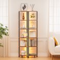 thumbnail image 5 of Satifur Corner Shelf Bookcase with LED Light Strip, 6-Tier Corner Bookshelf for Living Room,Bedroom,Kitchen,Rustic Brown, 5 of 10