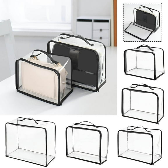 Clear Storage Bag, Large Capacity Foldable Organizer with Handle, See-Through Clothing & Travel Packing Cube, 3D Visual Storage for Home, Dorm, Moving