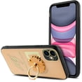 thumbnail image 3 of for iPhone 12 / 12 Pro 6.1 inch Ring Cute Glitter Phone Case Slip Guard Grids Pattern Kickstand Hybrid Slim Shock Bumper Cover, 3 of 4