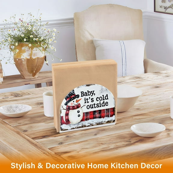 BZSMCE Napkin holder Creative Smiled Snowman Classic Napkin Holders for Tables, Dining Table Napkin Holders for Kitchen