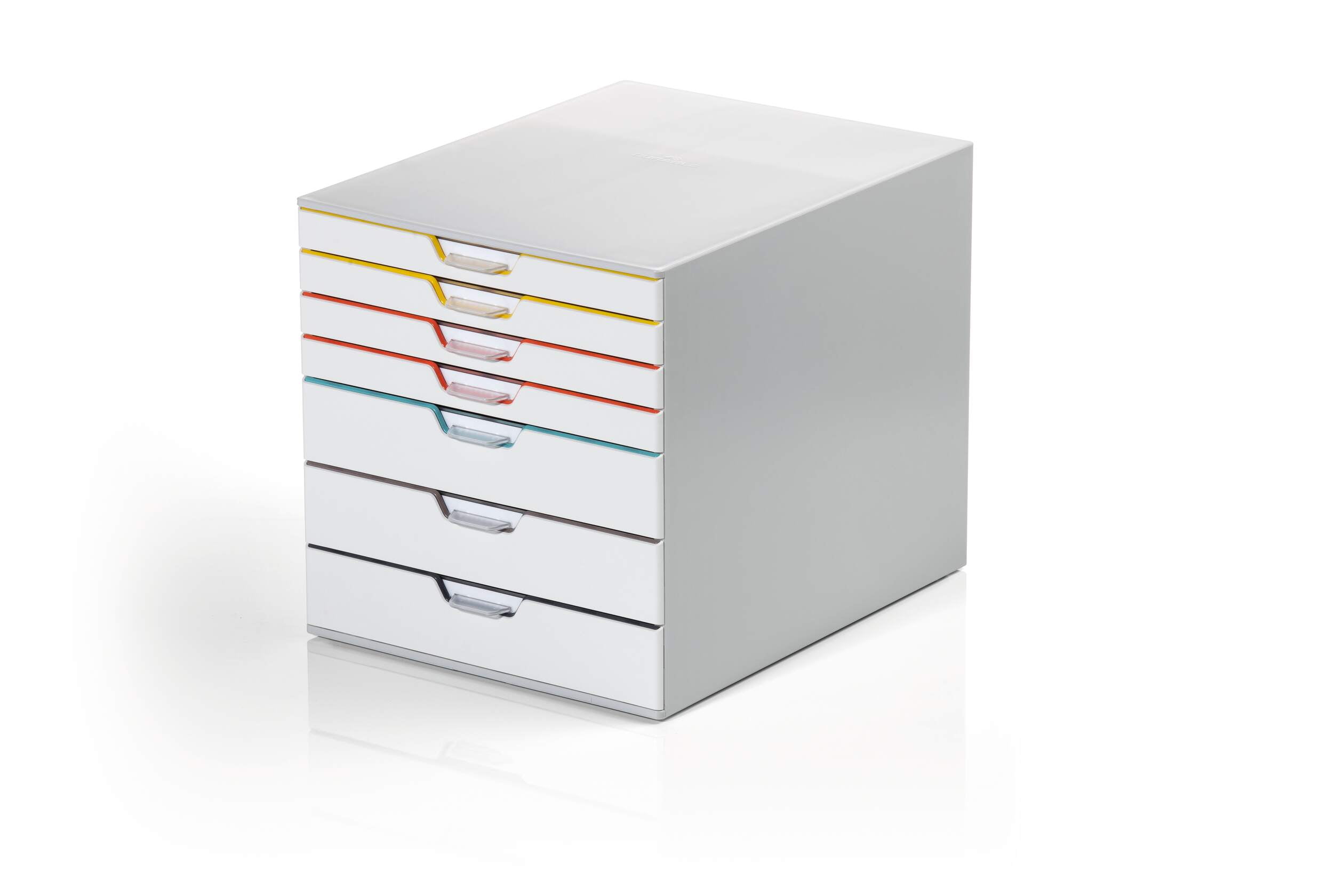 Durable VARICOLOR MIX Desktop Organizer 7 Drawer Color Coded Storage | Letter Size+