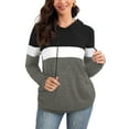 thumbnail image 3 of Anbech Color Contrast Womens Hoodie Tops Stitching Causal Sweatshirt Long Sleeve Drawstring Hooded, 3 of 9