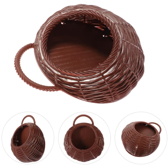 NIYANGLE Plastic Bird Nest Wall Basket, Coffee, Lightweight Home Decor