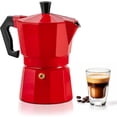 thumbnail image 2 of InnotechSC Aluminum Moka Stove Coffee Maker, Red Moka Pot Coffee Maker for Gas & Electric Stove Top, Classic Italian Coffee Maker, Red Espresso Maker Stovetop, Camping Pot 12 Espresso Cup 20 Oz, 2 of 6