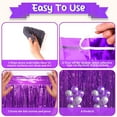 thumbnail image 4 of 3 Pack Purple Metallic Tinsel Foil Fringe Curtains, Black Foil Curtain Backdrop, Photo Booth Props for Birthday Wedding Baby Shower Bachelorette Xmas Celebration Party Decorations Door Streamers, 4 of 7