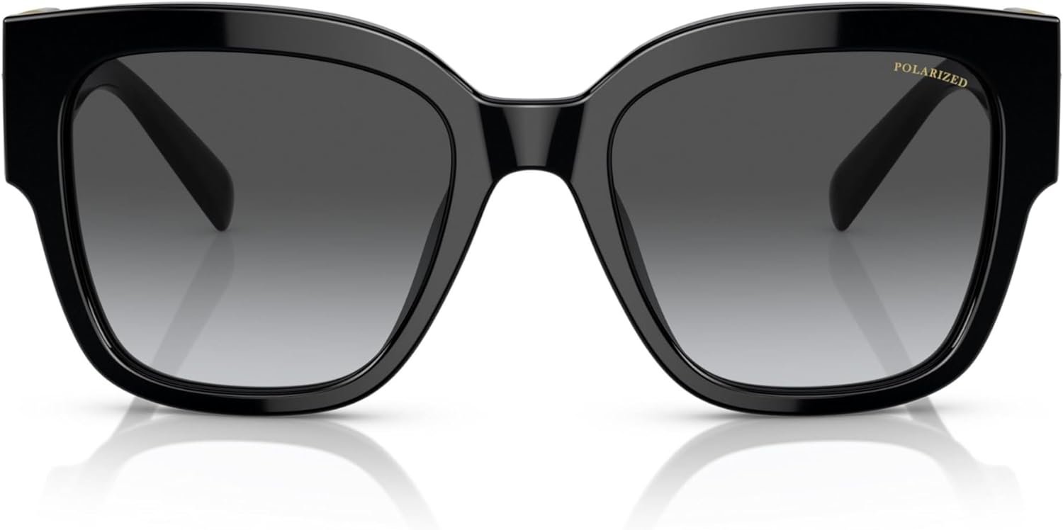 Versace VE 4437U Plastic Womens Square Polarized Sunglasses Black 54mm Adult
