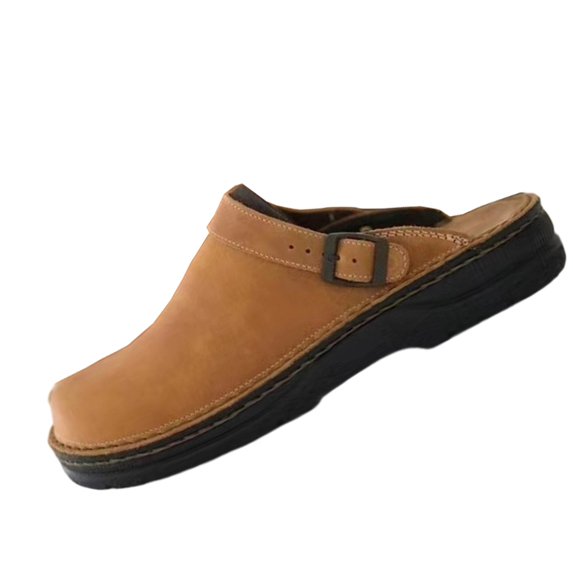 QWKLEAJ Men’s Casual Shoes Closed Toe Platform Clogs, Adjustable Buckle Back Strap Cork Insole Slip On Dress Shoes for Men Kitchen Restaurant Daily Walking Vintage Work Mules Coffee 7.5