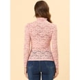 thumbnail image 4 of Blusa de encaje floral transparente Allegra K Rosa XL, 4 of 5