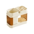 thumbnail image 3 of Plastic Toothbrush Holder with Drainage | 4-Compartment Bathroom Organizer for Toothbrush, Toothpaste & Cups | Countertop Storage Rack in White or Beige, 3 of 7
